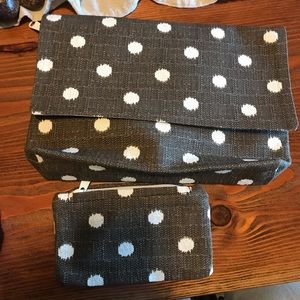 SOLD Polka dot clutch and coin purse